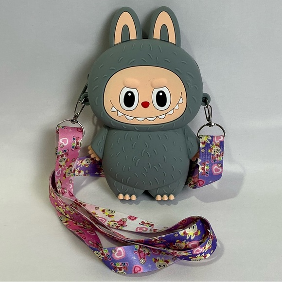 Labubu Accessories - Gray Labubu 
Silicone bag, coin purse, crossbody New